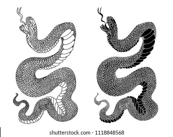 snake cobra tattoo style Cobra vector. king Cobra snake with mouth open.Snake cobra illustration.