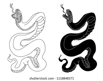 snake cobra tattoo style Cobra vector. king Cobra snake with mouth open.Snake cobra illustration.