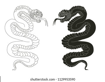 snake cobra tattoo style Cobra vector. Cobra snake with mouth open.gold Snake illustration.