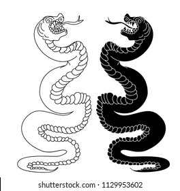 snake cobra tattoo style Cobra vector. Cobra snake with mouth open.gold Snake illustration.