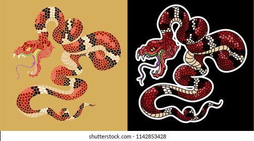 snake cobra tattoo style Cobra vector. king Cobra snake with mouth open.Snake cobra illustration.