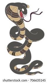 snake cobra tattoo style.Cobra vector.king Cobra snake with mouth open.Snake cobra illustration.