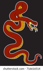 snake cobra tattoo.Hand drawn Chinese snake. sticker snake cobra tattoo style Cobra vector.Traditional Japanese culture for printing on background.Snake with Sunrise for coloring book on background.