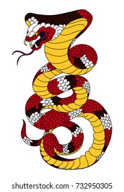 snake cobra vector for tattoo style.Traditional Japanese culture for printing and coloring book on background.