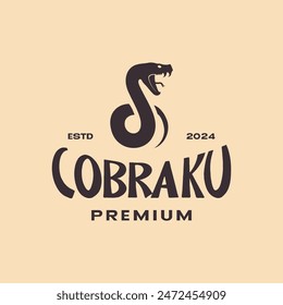 snake cobra vintage flat simple logo design vector