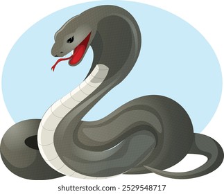 Serpente enrolada em uma forma graciosa "S". Ilustração de vetor detalhada semirrealista