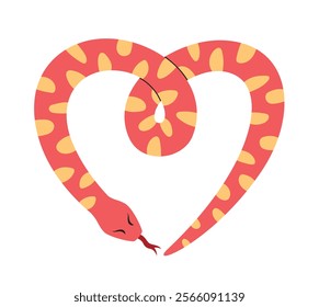 Snake coiled in a heart shape. 2025 New Year symbol. Chinese lunar new year symbol. Vector illustration