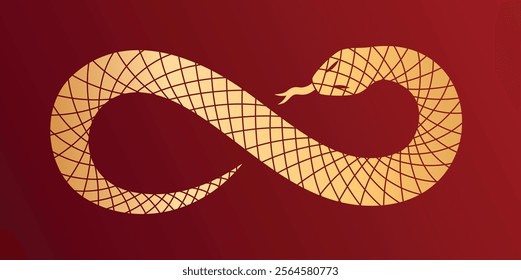 Snake coiled in the infinity sign. 2025 New Year symbol. Chinese lunar new year symbol. Vector illustration