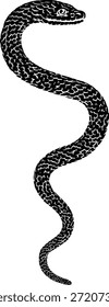 Serpiente serpiente enrollada, ilustración original en un estilo de grabado en madera vintage.