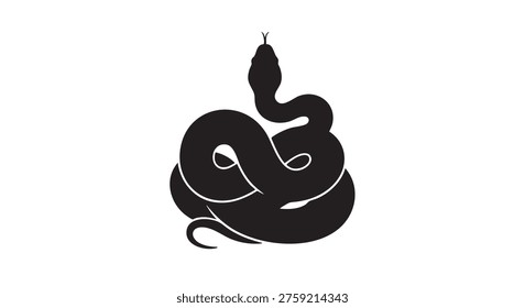 Snake Coiled Silhouette Vector Graphic Illustration