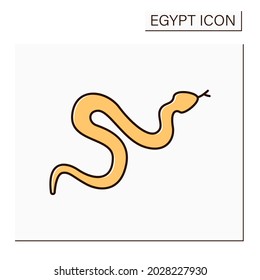 Snake color icon. Venomous snakes. Dangerous serpent living in Egypt. Cobra. Egypt concept. Isolated vector illustration 