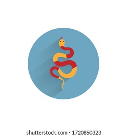 snake colorful flat icon with long shadow. snake flat icon
