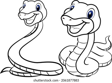 Snake coloring page cartoon vector art and illustration