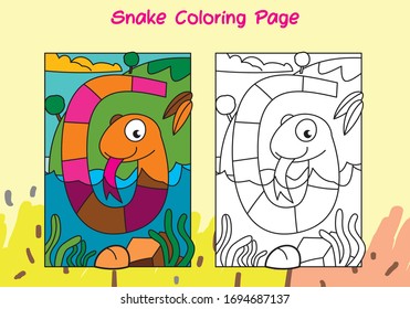 snake coloring page for kids with sample full color