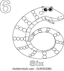 Snake coloring page like a number, Solid fill illustration in EPS 10 format