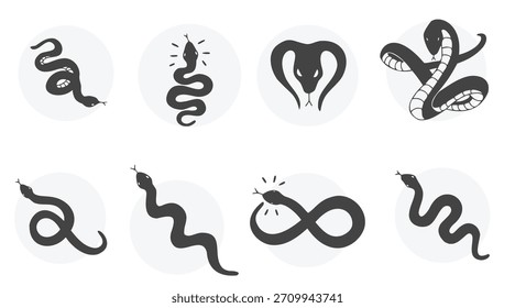 Ilustración de conjunto de elementos incoloros de serpiente