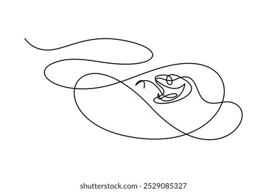 Snake in continuous line art drawing style. Serpent black linear design isolated on white background. Vector illustration