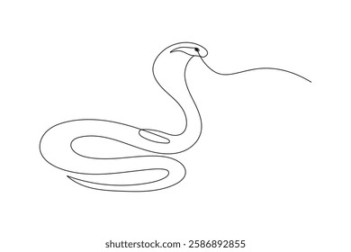 Snake continuous one line drawing and minimalist style isolate outline vector icon