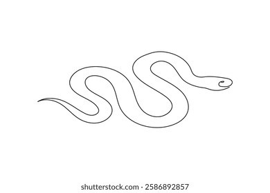 Snake continuous one line drawing and minimalist style isolate outline vector icon