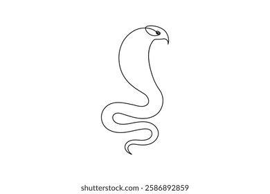 Snake continuous one line drawing and minimalist style isolate outline vector icon