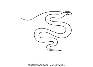 Snake continuous one line drawing and minimalist style isolate outline vector icon
