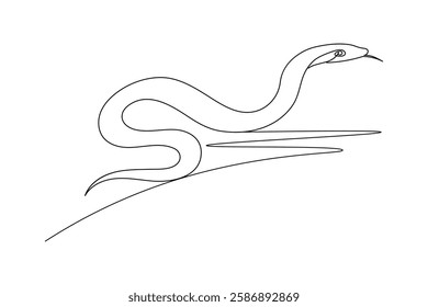 Snake continuous one line drawing and minimalist style isolate outline vector icon