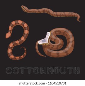 Snake Cottonmouth Cartoon Vector Illustration