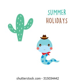 snake cowboy summer holiday vector