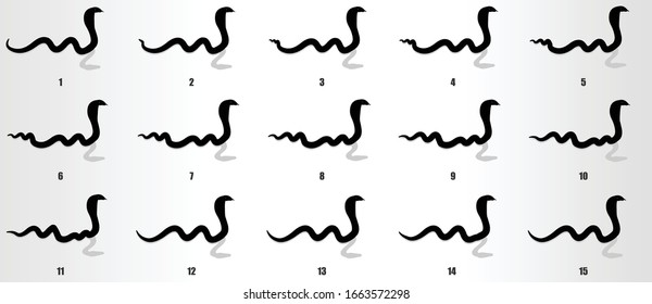 Snake crawling animation sequence, loop animation sprite sheet