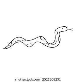 Snake crawls. Outline isolated icon. Black color. Vector design. Illustration on white background.