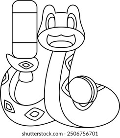Snake Cricket Cricket bat Animal Vector Graphic Art Illustration