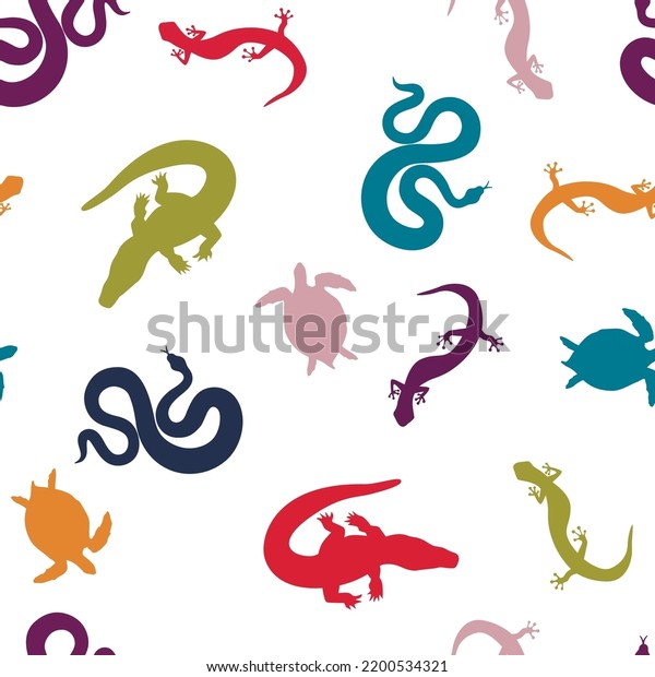 Snake Crocodile Turtle Gecko Lizard Salamander Stock Vector (Royalty ...