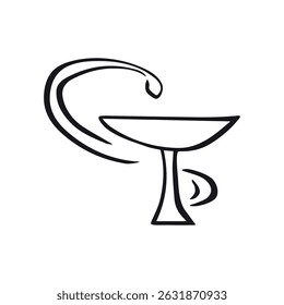 Snake Cup Doodle Icon, line hand drawn medical pharmacy symbol vector design. Great for mobile app, web design, banner, etc