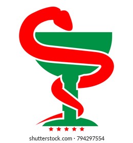 Snake and cup icon .