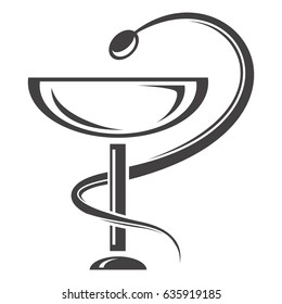 Snake with a cup on a white background, vektor, Icon, symbol, background