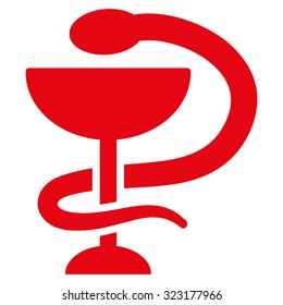 Snake Cup vector icon. Style is flat symbol, red color, rounded angles, white background.
