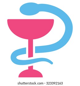 Snake Cup vector icon. Style is bicolor flat symbol, pink and blue colors, rounded angles, white background.