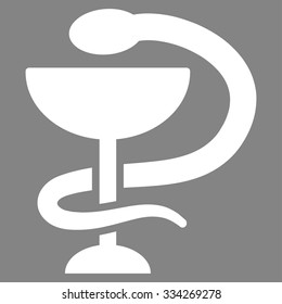 Snake Cup vector icon. Style is flat symbol, white color, rounded angles, gray background.