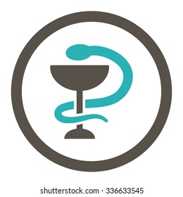 Snake Cup vector icon. Style is bicolor flat rounded symbol, grey and cyan colors, rounded angles, white background.