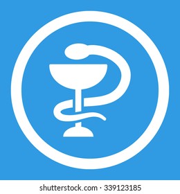 Snake Cup vector icon. Style is flat rounded symbol, white color, rounded angles, blue background.
