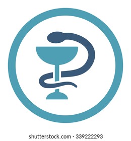 Snake Cup vector icon. Style is bicolor flat rounded symbol, cyan and blue colors, rounded angles, white background.