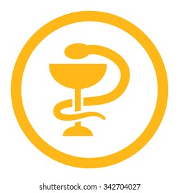 Snake Cup vector icon. Style is flat rounded symbol, yellow color, rounded angles, white background.