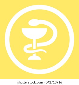 Snake Cup vector icon. Style is flat rounded symbol, white color, rounded angles, yellow background.