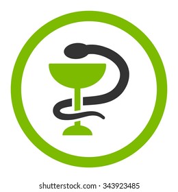 Snake Cup vector icon. Style is bicolor flat rounded symbol, eco green and gray colors, rounded angles, white background.