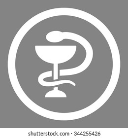 Snake Cup vector icon. Style is flat rounded symbol, white color, rounded angles, gray background.
