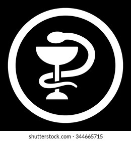 Snake Cup vector icon. Style is flat rounded symbol, white color, rounded angles, black background.