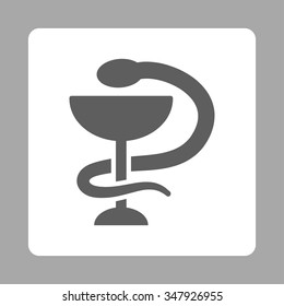 Snake Cup vector icon. Style is flat rounded square button, dark gray and white colors, silver background.
