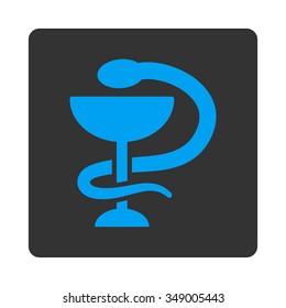 Snake Cup vector icon. Style is flat rounded square button, blue and gray colors, white background.
