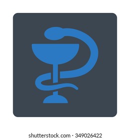 Snake Cup vector icon. Style is flat rounded square button, smooth blue colors, white background.