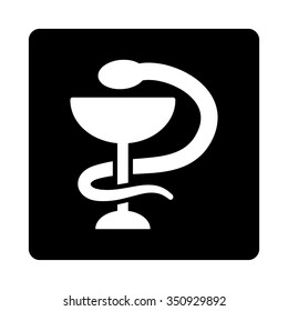 Snake Cup vector icon. Style is flat rounded square button, white and black colors, white background.